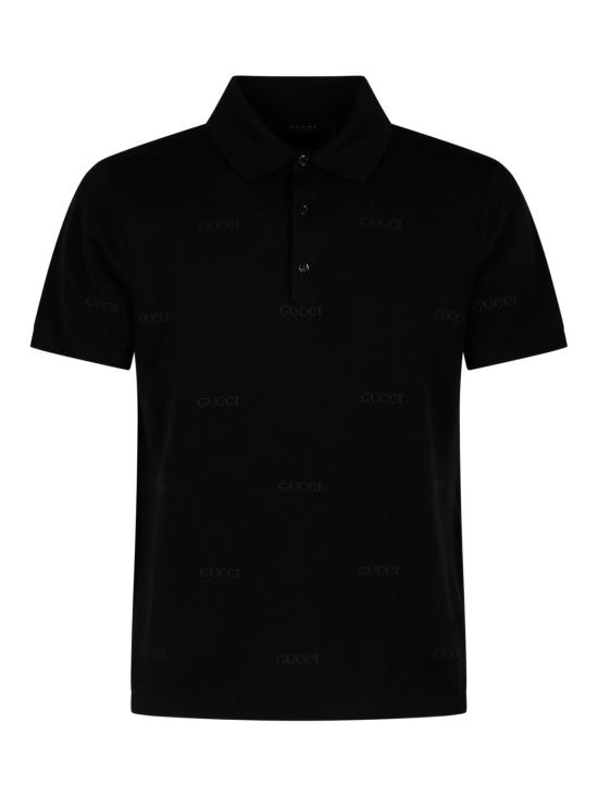 26FW 구찌 울 실크 자카드 폴로 셔츠 875492 XKFPE1043 BLACK ROCK - GUCCI