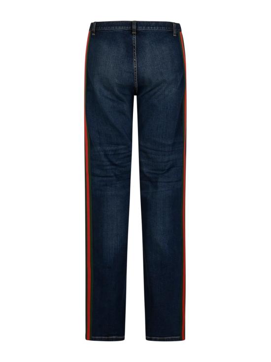 26FW 구찌 웹 디테일 코튼 데님 스트레이트 팬츠 875555 XDDH04011 BLUE - GUCCI