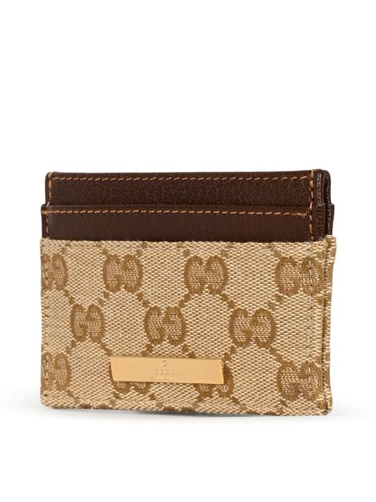 26FW 구찌 플라크 카드 케이스 875795 FAF7Y9651 VINTAG SAND DK BROWN - GUCCI