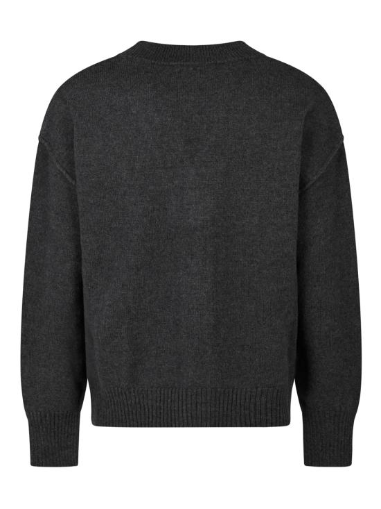 26FW 아미 하트 로고 인타르시아 V넥 가디건 UKC367 018084 GRIS CHINE ROUGE - AMI