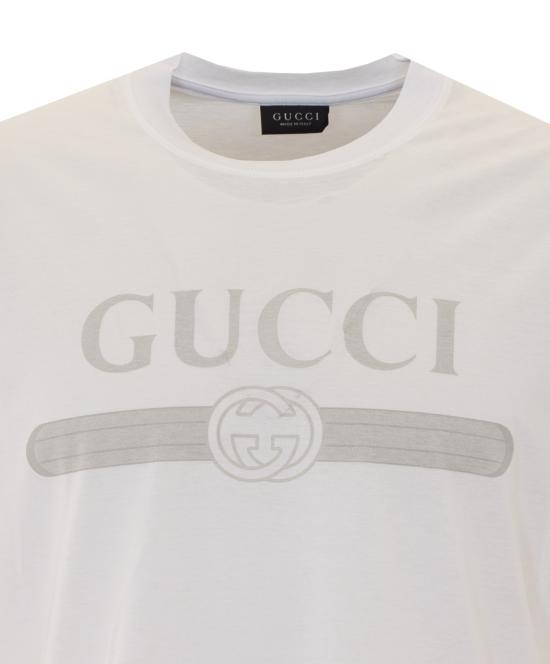 26FW 구찌 웹 스트라이프 프린트 코튼 티셔츠 A0095J XJH5Y9066 WHITE - GUCCI