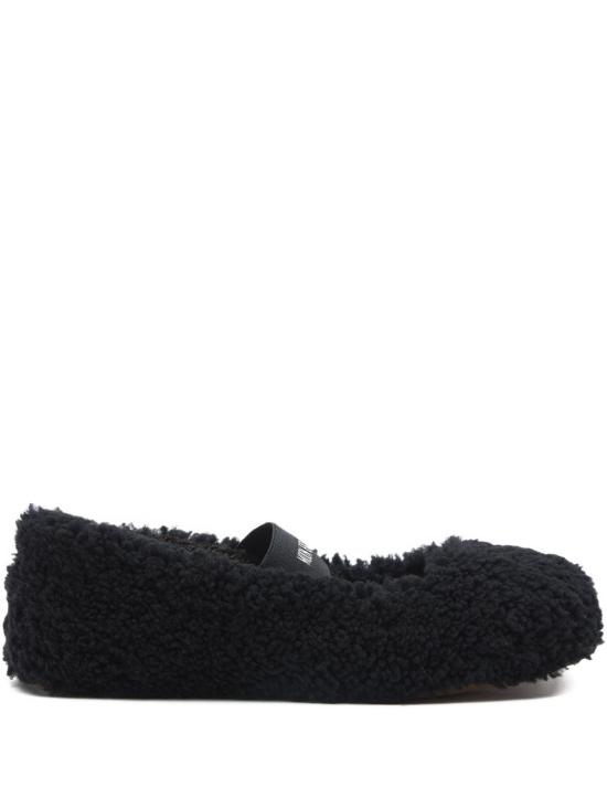 26FW 문부츠 시어링 퍼 발레리나 플랫슈즈 80D2400010 N001 BLACK