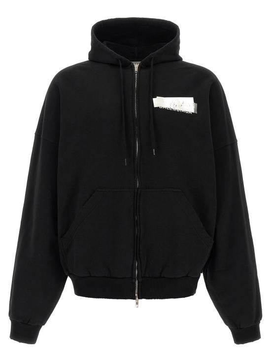 26FW 발렌시아가 실버 테이프 오버사이즈 후디 A009EATVVE31000 Black