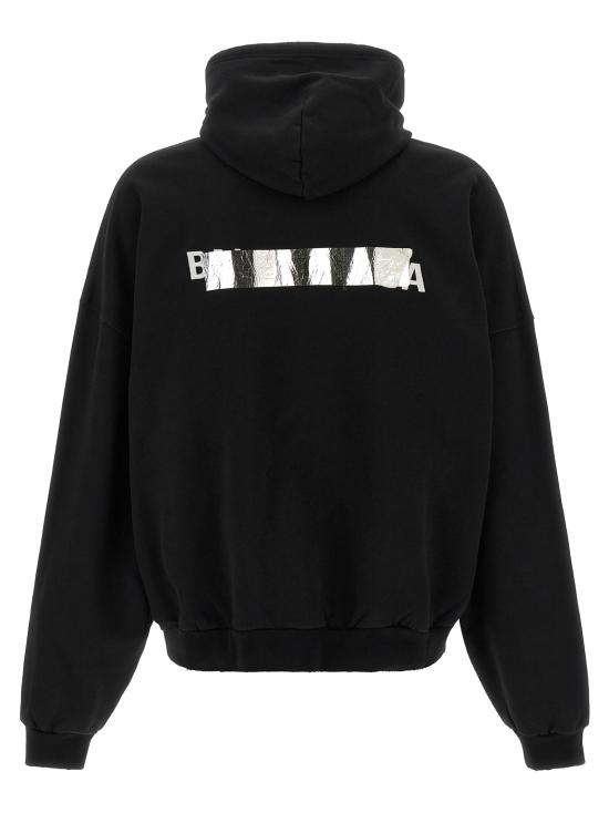 26FW 발렌시아가 실버 테이프 오버사이즈 후디 A009EATVVE31000 Black - BALENCIAGA