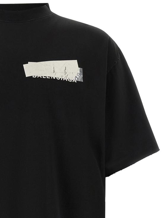 26FW 발렌시아가 오버사이즈 프린트 반팔 티셔츠 850345TVVE21000 Black - BALENCIAGA