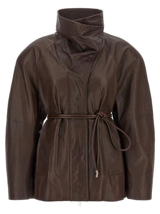 26FW 스포트막스 가죽 자켓 2622446013600001 Brown