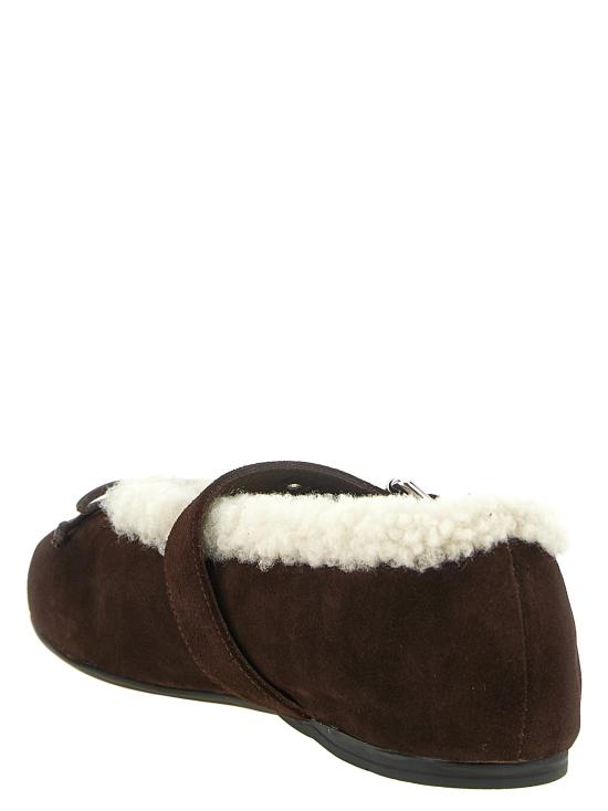26FW 미우미우 스웨이드와 시어링 발레리나 5F764EFZF05Z0GF0003 Brown - MIU MIU