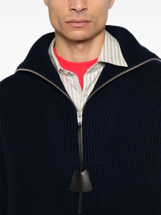 26FW 셀린느 리브드 코튼 스웨트팬츠 리브드 코튼 스웨트팬츠 RY10T4S88 07MR NAVY - CELINE