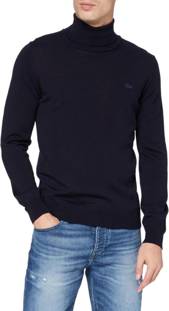 26FW 라코스테 메리노 울 터틀넥 스웨터 AH1959166 Blue - LACOSTE