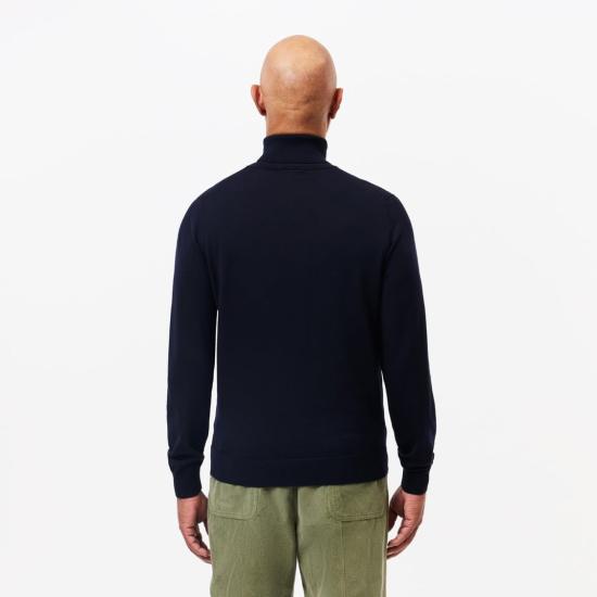 26FW 라코스테 메리노 울 터틀넥 스웨터 AH1959166 Blue - LACOSTE