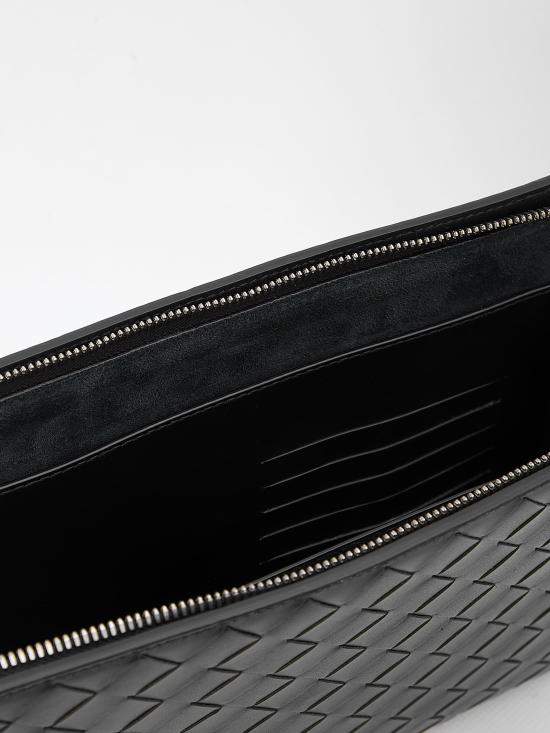 26FW 보테가베네타 스몰 인트레치아토 도큐먼트 케이스 693675V2E418803 BLACK SILVER - BOTTEGA VENETA