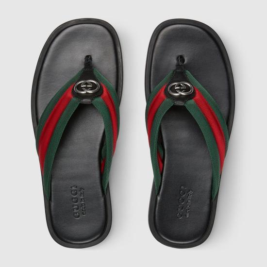 26FW 구찌 인터로킹 G T-스트랩 샌들 838083HAAL08444 VRV BLACK - GUCCI
