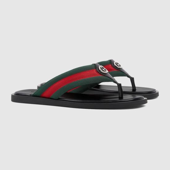 26FW 구찌 인터로킹 G T-스트랩 샌들 838083HAAL08444 VRV BLACK - GUCCI