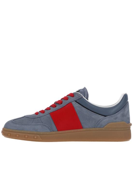 26SS 발렌티노 가라바니 크러스트 레더 나일론 업빌리지 로우 탑 스니커즈 8Y2S0H77LALRJD GREY CORAL RED NERO AMBRA - VALENTINO GARAVANI