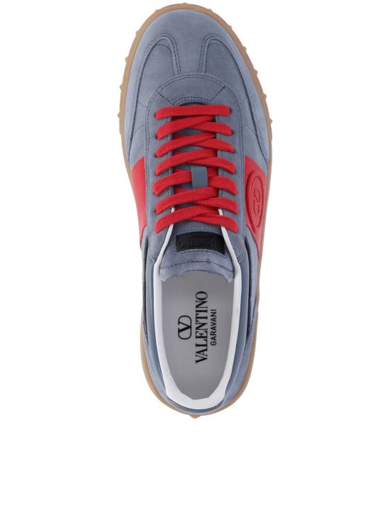 26SS 발렌티노 가라바니 크러스트 레더 나일론 업빌리지 로우 탑 스니커즈 8Y2S0H77LALRJD GREY CORAL RED NERO AMBRA - VALENTINO GARAVANI