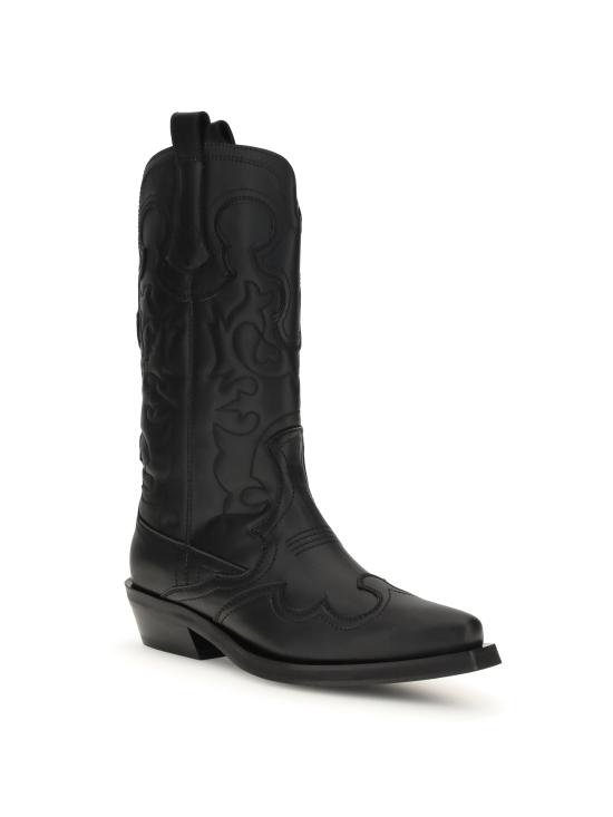 26SS 가니 미드 샤프트 엠브로이더리 웨스턴 부츠 S3110004 BLACK - GANNI