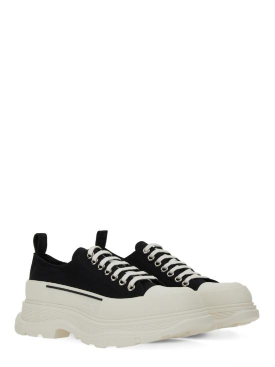 26FW 알렉산더 맥퀸 트레드 슬릭 레이스업 슈즈 705660W4AAQ1070 BLACK WHITE - ALEXANDER MCQUEEN