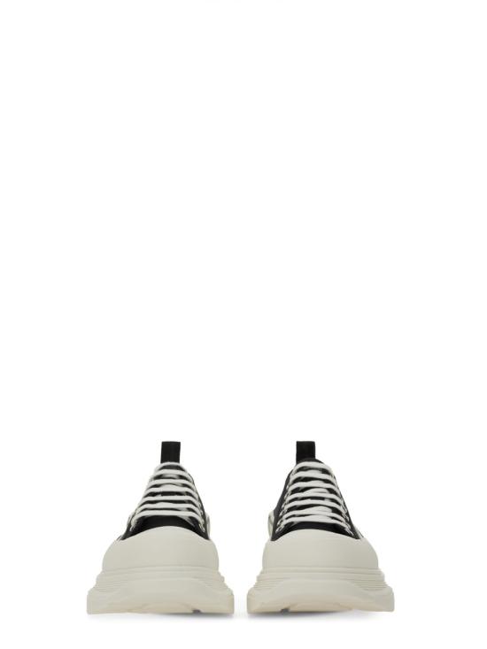 26FW 알렉산더 맥퀸 트레드 슬릭 레이스업 슈즈 705660W4AAQ1070 BLACK WHITE - ALEXANDER MCQUEEN
