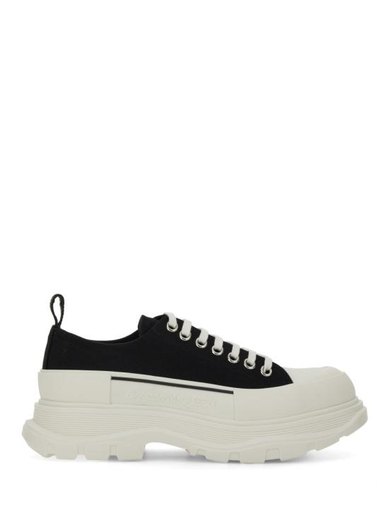 26FW 알렉산더 맥퀸 트레드 슬릭 레이스업 슈즈 705660W4AAQ1070 BLACK WHITE