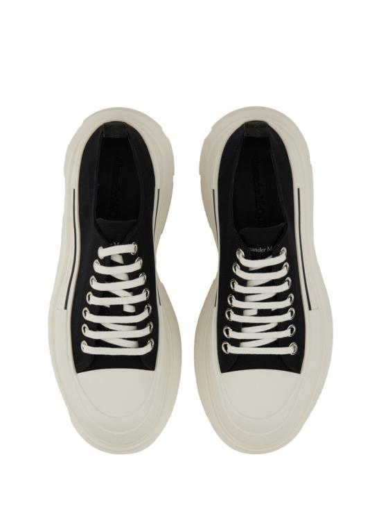 26FW 알렉산더 맥퀸 트레드 슬릭 레이스업 슈즈 705660W4AAQ1070 BLACK WHITE - ALEXANDER MCQUEEN