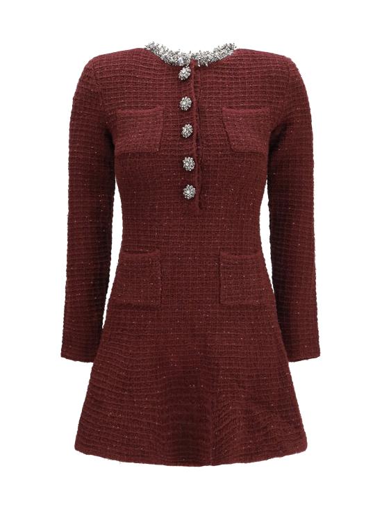 26FW 셀프 포트레이트 원피스 SC26152SBU BURGUNDY BORDEAUX