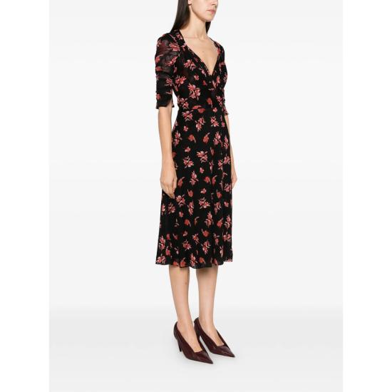 26FW 다이앤 본 퍼스텐버그 원피스 D266BIRISBMESH IRISB BLACK RED - DIANE VON FURSTENBERG