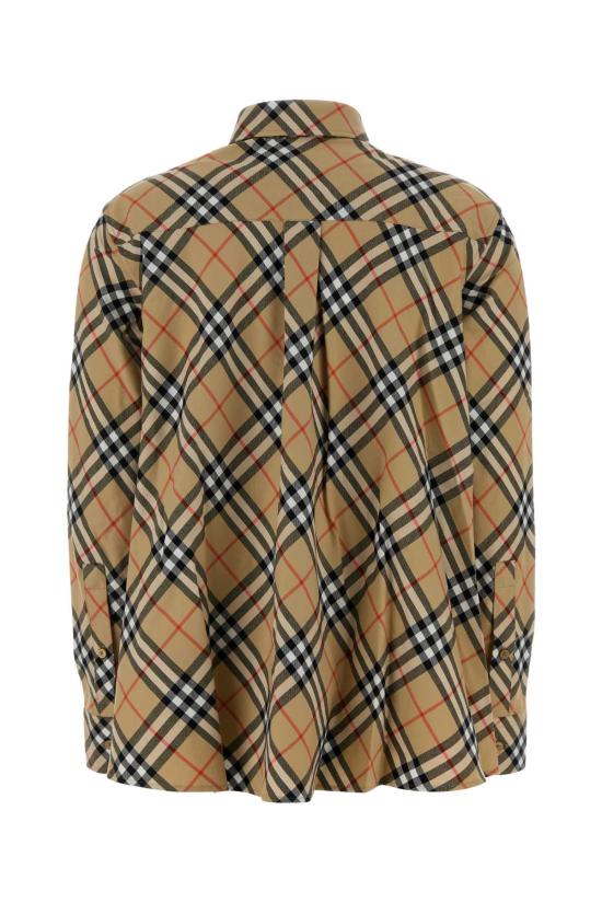  버버리 체크 자수 코튼 셔츠 8113599 B9368 BEIGE - BURBERRY