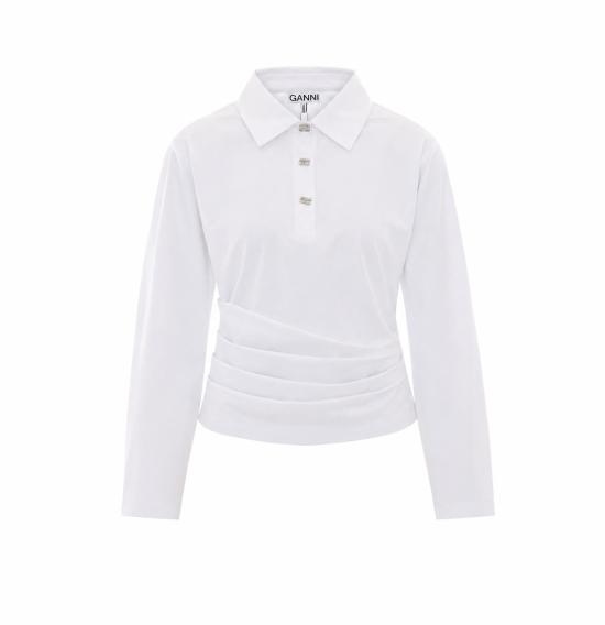 26FW 가니 폴로 티셔츠 A1170009 151 WHITE