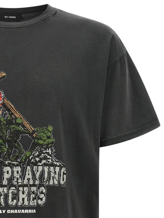 26FW 윌리 차바리아 반팔 티셔츠 Keep Praying Bitches 티셔츠 블랙 - WILLY CHAVARRIA