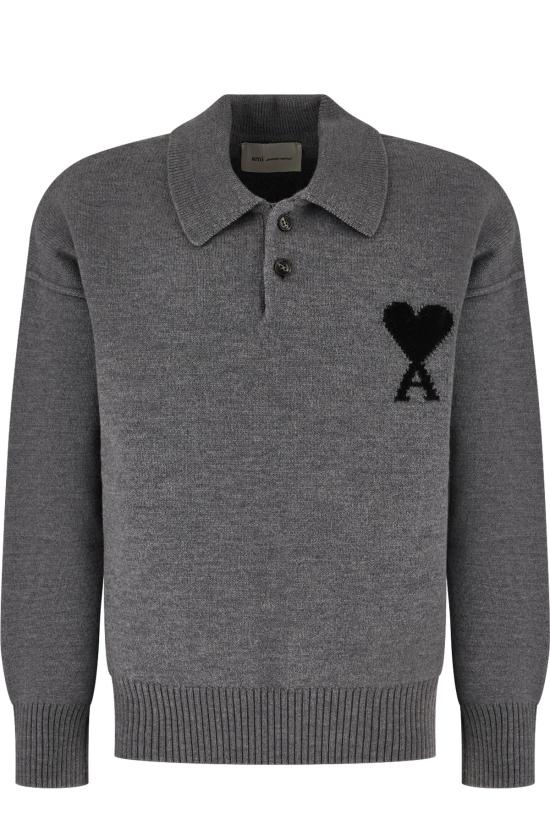 26FW 아미 스웨터 UPL409018 A273 GRIS CENDRE CHINE NOIR