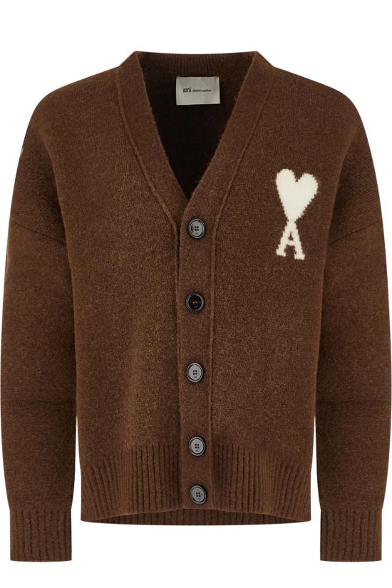 26FW 아미 빅 하트 로고 알파카 니트 가디건 UKC365KN0135 A362 MARRON CHOCOLAT ECRU