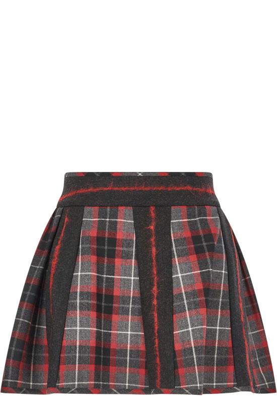 26FW 비비안웨스트우드 벨 타탄체크 플리츠 미니 스커트 1K01003HW01NG P210 CHARCOAL RED