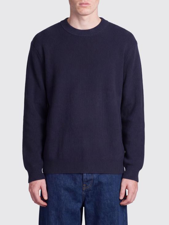 26FW 골든구스 로고 코튼 라운드넥 스웨터 GMP00841P00066250486 Navy