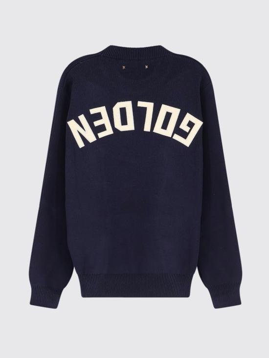 26FW 골든구스 로고 코튼 라운드넥 스웨터 GMP00841P00066250486 Navy - GOLDEN GOOSE
