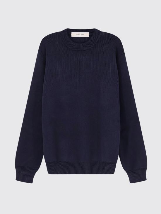 26FW 골든구스 로고 코튼 라운드넥 스웨터 GMP00841P00066250486 Navy - GOLDEN GOOSE