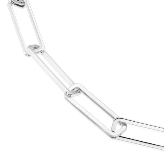 에클렉식 주얼리 바디 주얼리 대형 직사각형 링크 체인 팔찌 실버 - EKLEXIC JEWELRY
