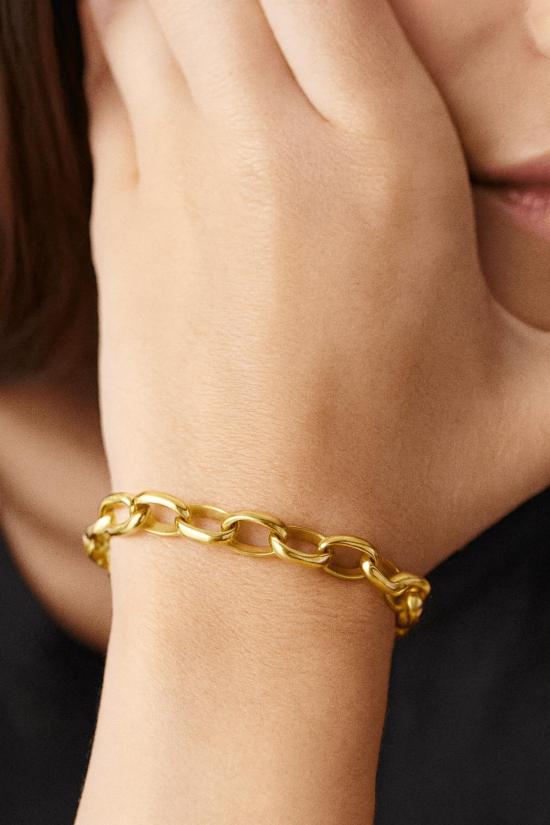  Eklexic Jewelry 바디 주얼리 에클렉식 주얼리 타원형 링크 체인 팔찌 골드 - OTHER BRANDS