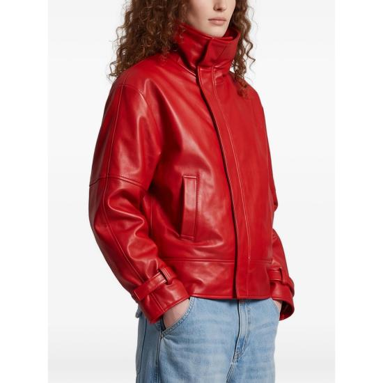 26FW 발렌시아가 가죽 라운드 봄버 재킷 A009FD TUS11 6400 RED - BALENCIAGA