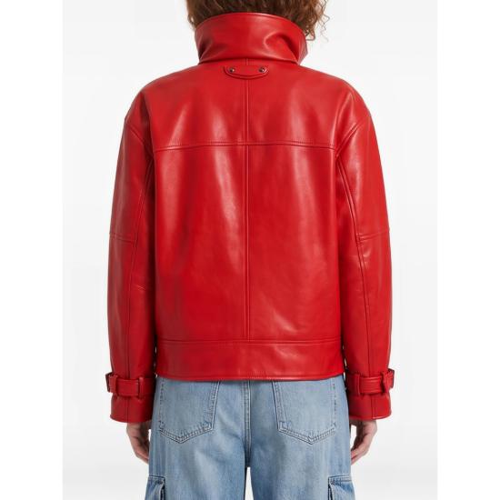 26FW 발렌시아가 가죽 라운드 봄버 재킷 A009FD TUS11 6400 RED - BALENCIAGA