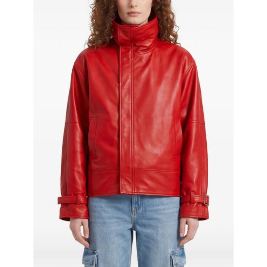 26FW 발렌시아가 가죽 라운드 봄버 재킷 A009FD TUS11 6400 RED
