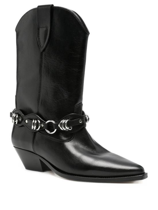 26FW 이자벨마랑 듀에르토 레더 카우보이 웨스턴 앵클 부츠 BO0003FF D4A16S 01BK BLACK - ISABEL MARANT
