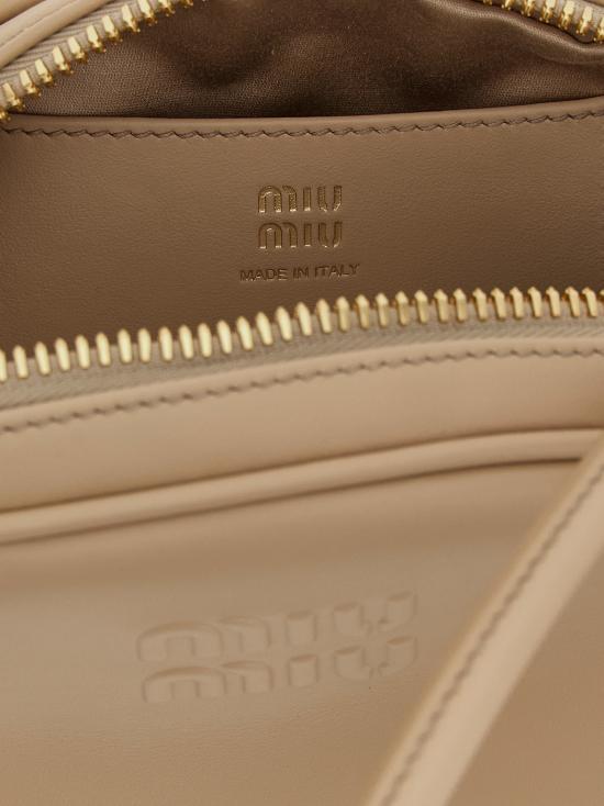 26FW 미우미우 보 레더 스몰 토트백 5BB192VOOO2CRWF0036 Beige - MIU MIU