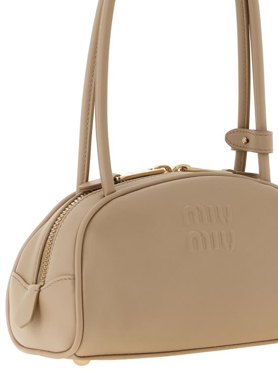 26FW 미우미우 보 레더 스몰 토트백 5BB192VOOO2CRWF0036 Beige - MIU MIU