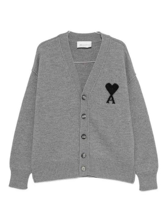 26FW 아미 하트 로고 인타르시아 V넥 가디건 UKC367018A273 GREY