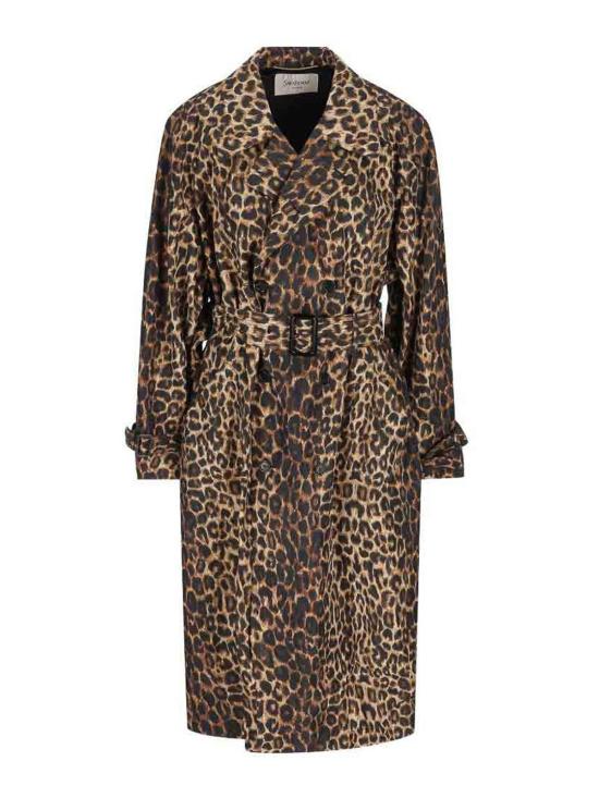 26FW 생로랑 레오파드 프린트 나일론 트렌치 코트 870715Y9J029665 ANIMAL PRINT