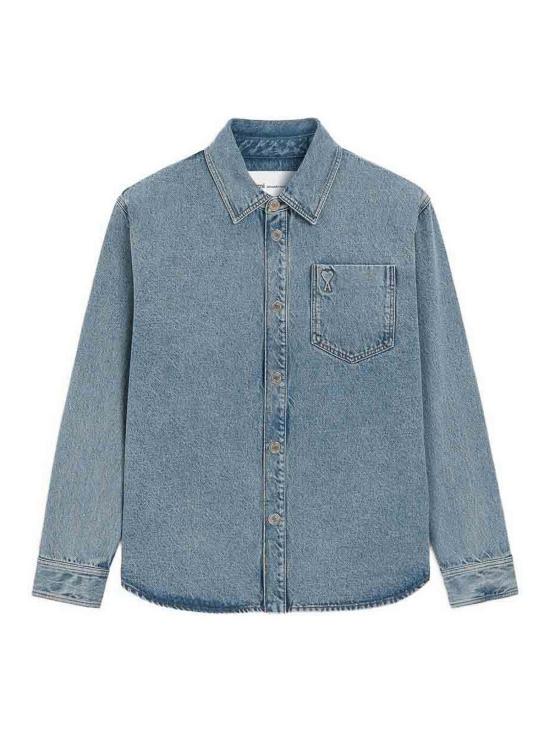 26FW 아미 아미 드 꾀흐 데님 오버셔츠 UJK918DE0046480 LIGHT BLUE