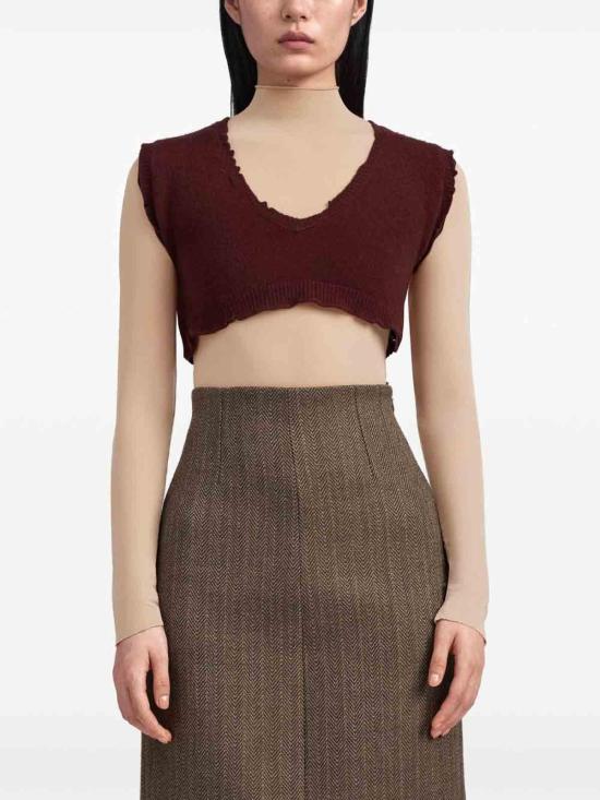 26FW 마르지엘라 크롭 니트 탱크 탑 S29FB0112M13337211 DARK RED - MAISON MARGIELA