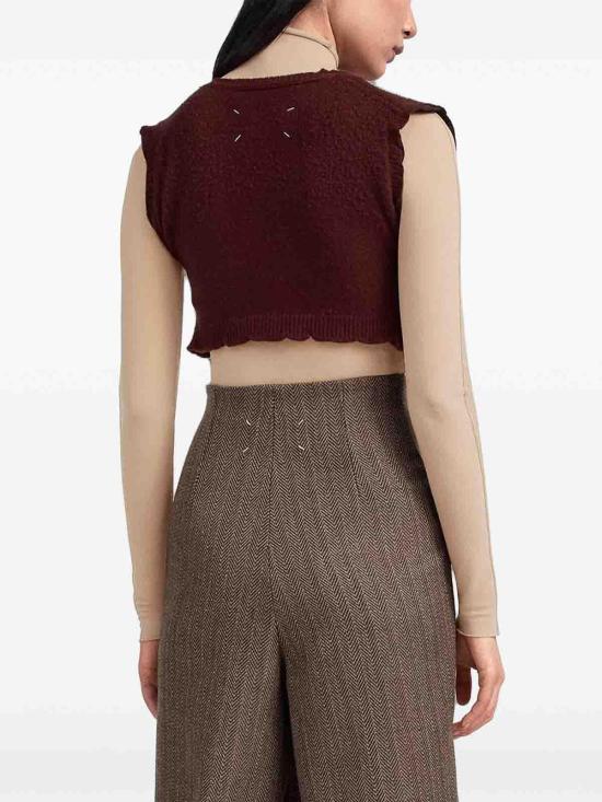 26FW 마르지엘라 크롭 니트 탱크 탑 S29FB0112M13337211 DARK RED - MAISON MARGIELA