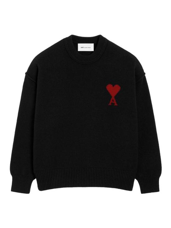26FW 아미 빅 하트 울 크루넥 스웨터 UKS838D018009 BLACK