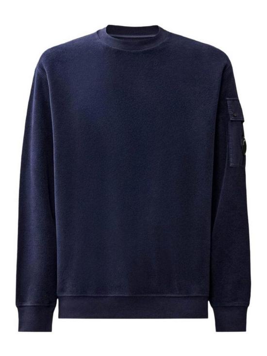 26FW 씨피 컴퍼니 브러시드 다이애그널 플리스 렌즈 크루넥 스웨트 셔츠 21CMSS192A006614G880 DARK BLUE